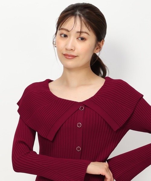 MISCH MASCH(ミッシュマッシュ)の「■2023秋冬新作■成型ビッグ衿リブニット/MM338307(ニット/セーター・レディース・ブラック/ワイン/ブラウン/ホワイト・フリ-)」の13枚目の写真
