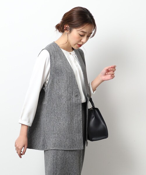DRESKIP（ドレスキップ）の「◆【セットアップ可】こなれ感をプラスする ツイード調 ペプラムジレ（ベスト・レディース・ダークブラウン/ブラック/グレー・04/02/03）」の7枚目の写真
