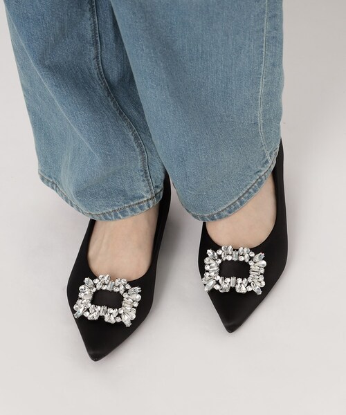 ESPERANZA（エスペランサ）の「ビジュー付きフラットヒールパンプス 結婚式二次会 パーティー（パンプス・レディース・ブルー系2/こしょう色系3/ブラック系2・23.0cm/24.0cm/24.5cm/22.5cm/23.5cm）」の2枚目の写真