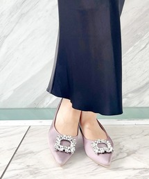 ビジュー付きフラットヒールパンプス 結婚式二次会 パーティー