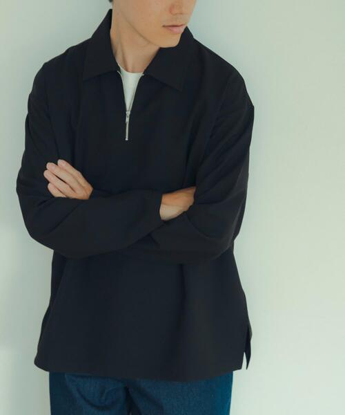 ITEMS URBANRESEARCH(アイテムズ アーバンリサーチ)の「ストレッチ布帛 ハーフジップ長袖シャツ(シャツ/ブラウス・メンズ・ブラック/グリーン/グレー系その他・MEDIUM/LARGE)」の2枚目の写真