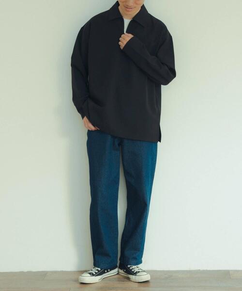 ITEMS URBANRESEARCH(アイテムズ アーバンリサーチ)の「ストレッチ布帛 ハーフジップ長袖シャツ(シャツ/ブラウス・メンズ・ブラック/グリーン/グレー系その他・MEDIUM/LARGE)」の15枚目の写真