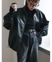 Re:EDIT | [2023A/W COLLECTION]フェイクレザースタンドカラーブルゾン(ブルゾン)