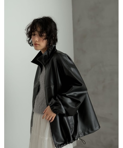 セール】フェイクレザースタンドカラーブルゾン（ブルゾン）｜Re:EDIT