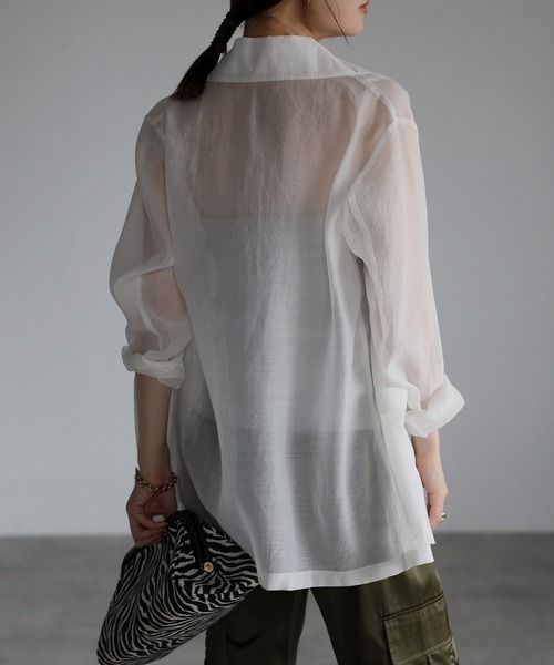 Bonjour Sagan（ボンジュールサガン）の「シアーワッシャーテーラードジャケット（テーラードジャケット・レディース・ブラック/モカ/オフホワイト・FREE）」の14枚目の写真