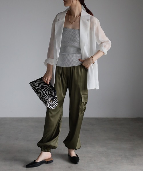 Bonjour Sagan（ボンジュールサガン）の「シアーワッシャーテーラードジャケット（テーラードジャケット・レディース・ブラック/モカ/オフホワイト・FREE）」の15枚目の写真