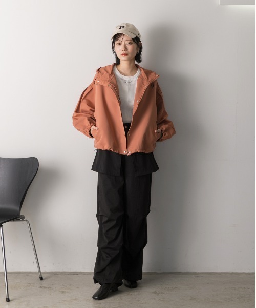 黒 フード付き パーカー バルーンスリーブ EMMA CLOTHES パーカー ラグランバルーンスリーブオーバーサイズ