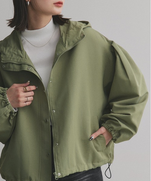 黒 フード付き パーカー バルーンスリーブ EMMA CLOTHES パーカー ラグランバルーンスリーブオーバーサイズ