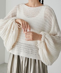 forksy. | 【forksy.】シアーモヘアニットクロップドバルーンプルオーバー(ニット/セーター)