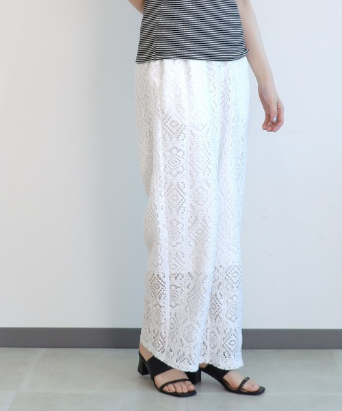 Jines（ジネス）の「ブロックレース ワイドパンツ（その他パンツ・レディース・ブラック/オフホワイト・38）」の4枚目の写真