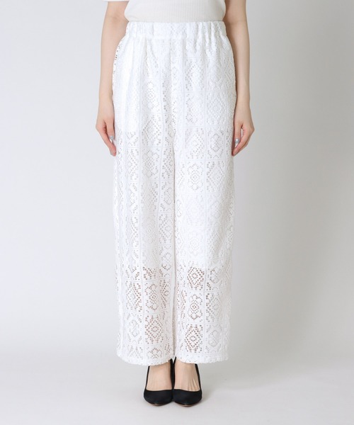 Jines（ジネス）の「ブロックレース ワイドパンツ（その他パンツ・レディース・ブラック/オフホワイト・38）」の6枚目の写真