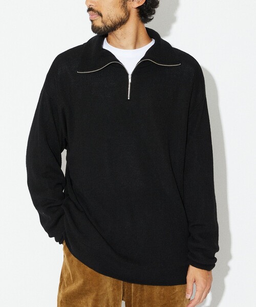 Firsthand（ファーストハンド）の「Firsthand/ファーストハンド ハーフジップニット（ニット/セーター・メンズ・ブラック/ベージュ・M/L）」の2枚目の写真