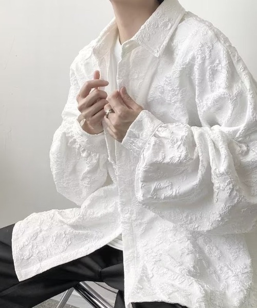 ジャガードメンズライクBIGシャツ（シャツ/ブラウス）｜deux amour（ドゥーザムール）