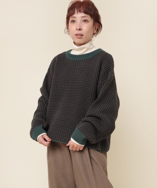 セール】K2648 配色畦ニットプルオーバー（ニット/セーター）｜RNA-N