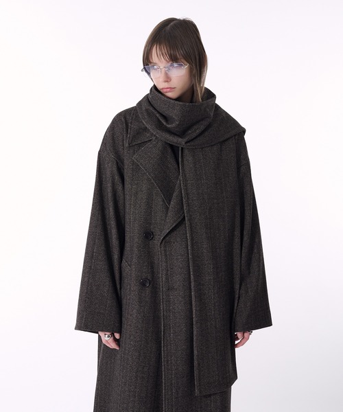 manoneselle glant ダブルブレストシャギーマフラーコート セール】DOUBLE BRESTED SHAGGY MUFFLER COAT / ダブルブレスト