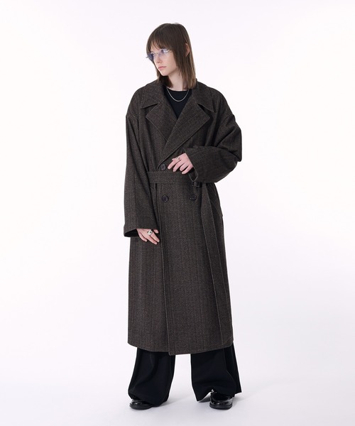 セール】DOUBLE BRESTED SHAGGY MUFFLER COAT / ダブルブレスト