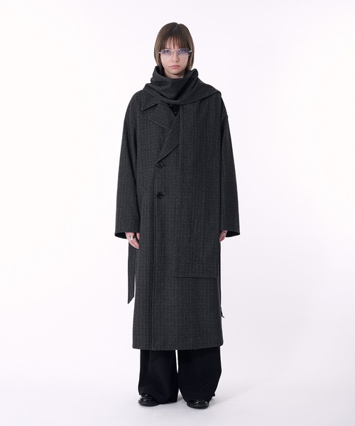 セール】DOUBLE BRESTED SHAGGY MUFFLER COAT / ダブルブレスト