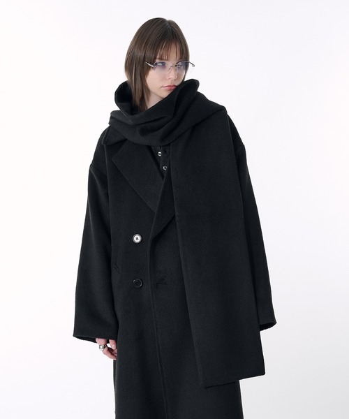 セール】DOUBLE BRESTED SHAGGY MUFFLER COAT / ダブルブレスト