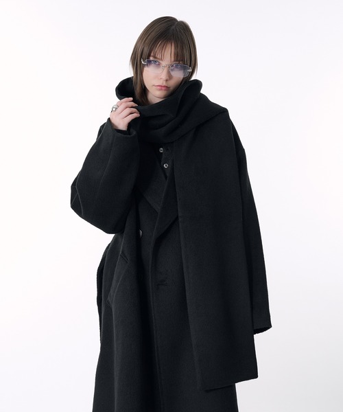 manoneselle glant ダブルブレストシャギーマフラーコート セール】DOUBLE BRESTED SHAGGY MUFFLER COAT / ダブルブレスト