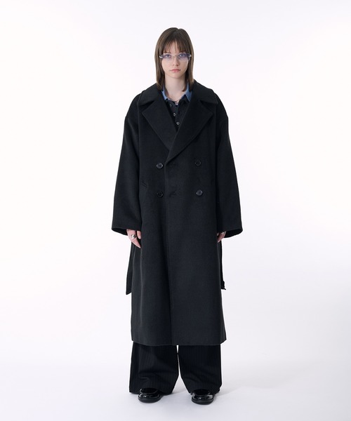 セール】DOUBLE BRESTED SHAGGY MUFFLER COAT / ダブルブレスト