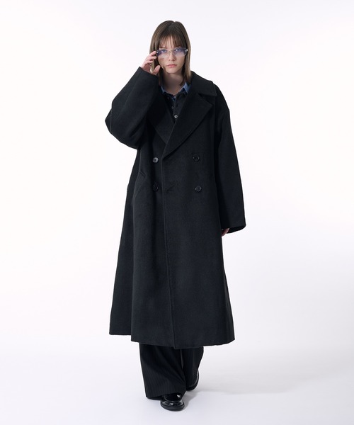 selle glant ダブルブレストシャギーマフラーコート selle glant ダブルブレストシャギーマフラーコート