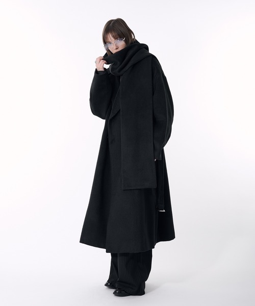 DOUBLE BRESTED SHAGGY MUFFLER COAT / ダブルブレストシャギー