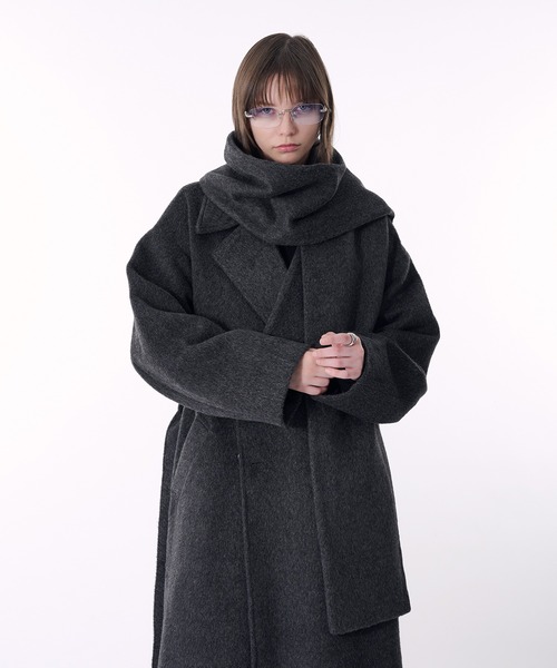 selle glant ダブルブレストシャギーマフラーコート　Lサイズ DOUBLE BRESTED SHAGGY MUFFLER COAT / ダブルブレストシャギー