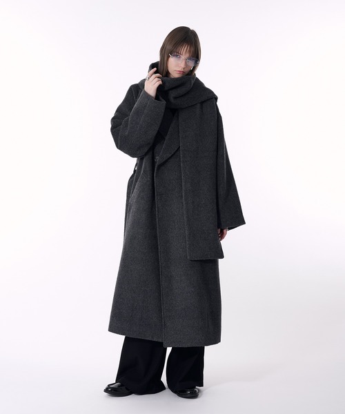 DOUBLE BRESTED SHAGGY MUFFLER COAT / ダブルブレストシャギー