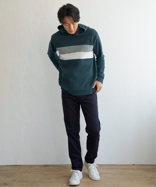 ikka(イッカ)の「ブロックスジャガードパーカー(スウェット・メンズ・ネイビー/グリーン/ホワイト・M/XL/L/S)」の5枚目の写真