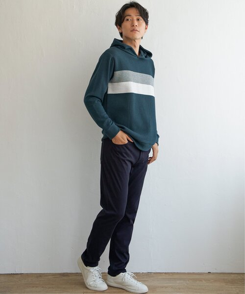 ikka(イッカ)の「ブロックスジャガードパーカー(スウェット・メンズ・ネイビー/グリーン/ホワイト・M/XL/L/S)」の6枚目の写真