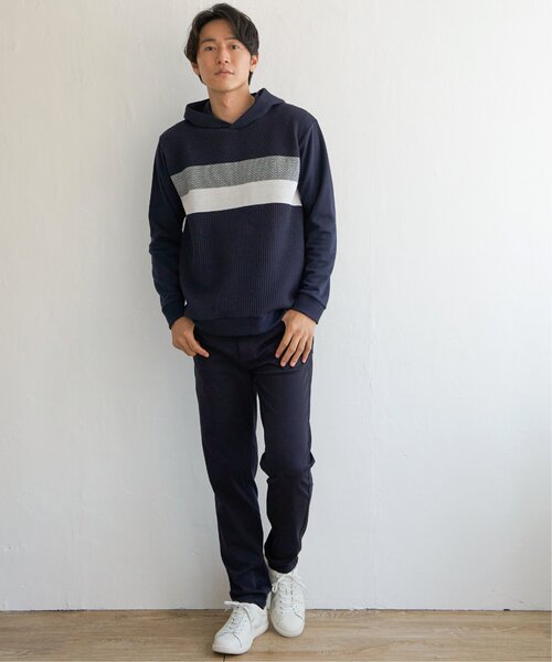 ikka(イッカ)の「ブロックスジャガードパーカー(スウェット・メンズ・ネイビー/グリーン/ホワイト・M/XL/L/S)」の7枚目の写真