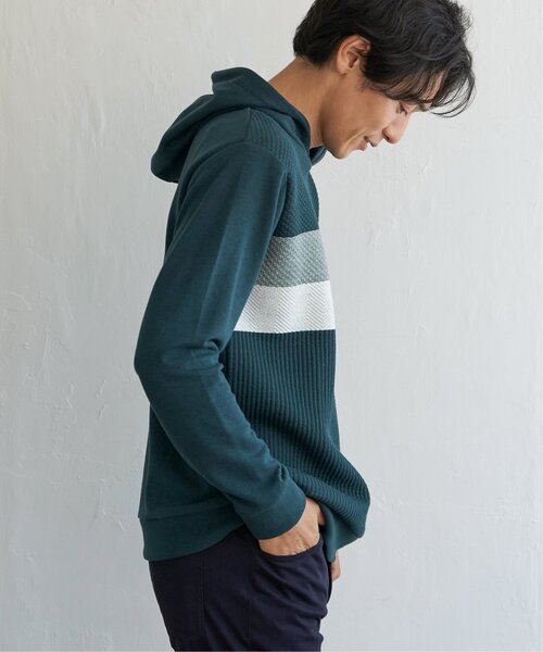 ikka(イッカ)の「ブロックスジャガードパーカー(スウェット・メンズ・ネイビー/グリーン/ホワイト・M/XL/L/S)」の9枚目の写真