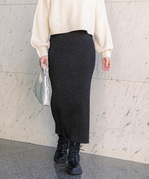 FREE'S MART（フリーズマート）の「ラメリブナロースカート（スカート・レディース・ブラック/シルバー/ゴールド・SMALL/MEDIUM）」の6枚目の写真