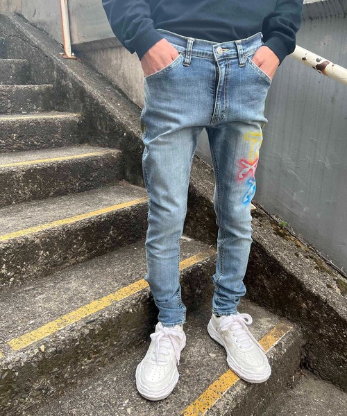 roarguns（ロアーガンズ）の「DENIM STENCIL（デニムパンツ・メンズ・インディゴブルー・2）」の2枚目の写真