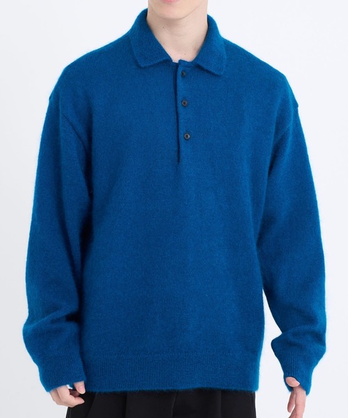 WRAPINKNOT（ラッピンノット）の「STUDIOUS別注 MOHAIR KNIT POLO（ニット/セーター・メンズ・ブルー/ブラック/ライトグレー・2/3）」の3枚目の写真