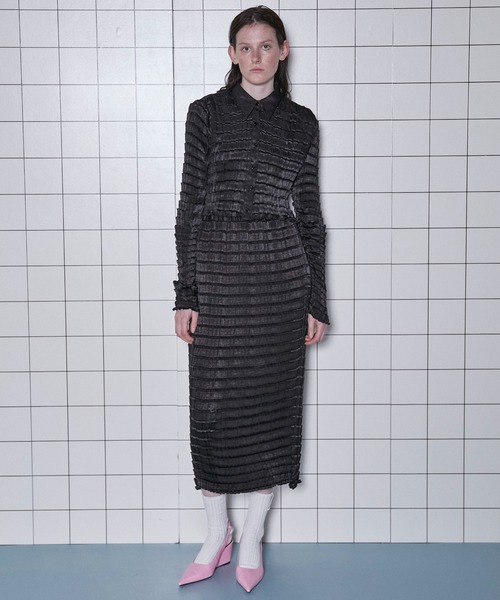 MAISON SPECIAL（メゾンスペシャル）の「Box Pleated Skirt/ボックスプリーツスカート【MAISON SPECIAL/メゾンスペシャル】■セットアップ対応■（スカート・レディース・ブルー/アイボリー/ブラック・FREE）」の11枚目の写真