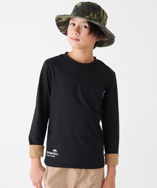 KRIFF MAYER Kid's Collection（クリフメイヤーキッズコレクション）の「【UVカット】UVさらすべ袖ペロ配色T（Tシャツ/カットソー・キッズ・サックスブルー/ブラック/イエロー/グレー・150/140/130/120/170/160）」の2枚目の写真