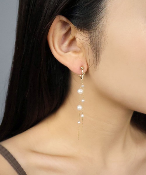 CEMONEMO（セモネモ）の「淡水パール ロングチェーン イヤリング（イヤリング・レディース・その他4/その他1/その他2/その他3・FREE）」の3枚目の写真