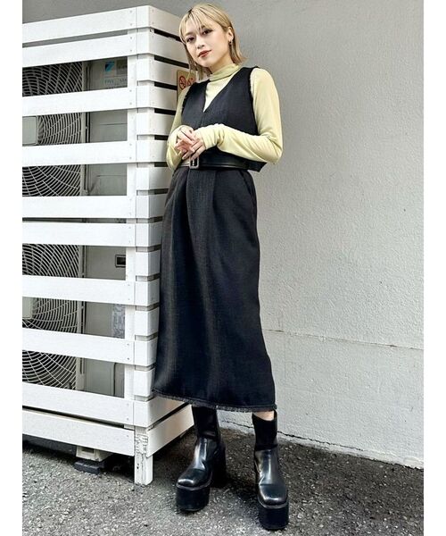 MURUA（ムルーア）の「ツイードジャンパースカート（ワンピース・レディース・ブラック/その他1/グレー・FREE）」の4枚目の写真