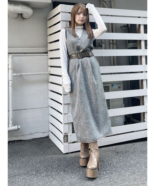 MURUA（ムルーア）の「ツイードジャンパースカート（ワンピース・レディース・ブラック/その他1/グレー・FREE）」の15枚目の写真