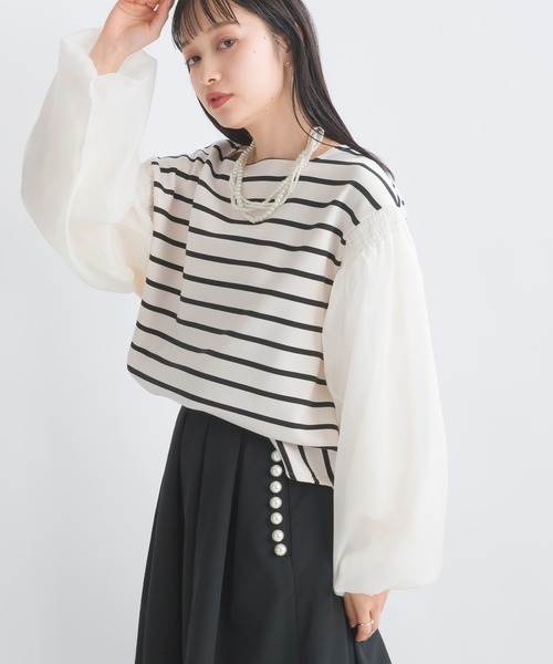 PICCIN(ピッチン)の「【WEB限定】スポンジリバー袖ボリュームプルオーバー(Tシャツ/カットソー・レディース・オフホワイト/ブラック系その他/グレー・M/S/L)」の3枚目の写真