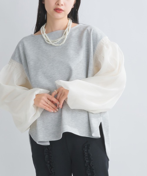 PICCIN(ピッチン)の「【WEB限定】スポンジリバー袖ボリュームプルオーバー(Tシャツ/カットソー・レディース・オフホワイト/ブラック系その他/グレー・M/S/L)」の19枚目の写真