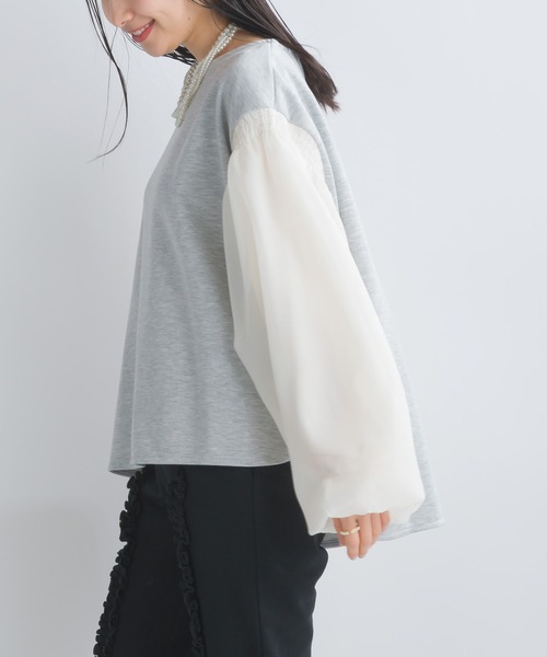 PICCIN(ピッチン)の「【WEB限定】スポンジリバー袖ボリュームプルオーバー(Tシャツ/カットソー・レディース・オフホワイト/ブラック系その他/グレー・M/S/L)」の20枚目の写真