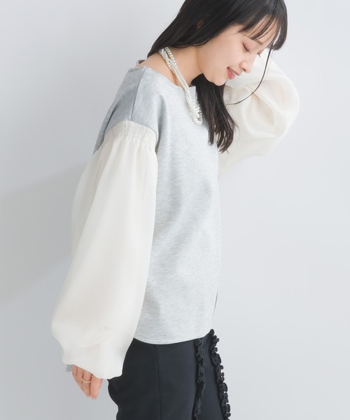 PICCIN(ピッチン)の「【WEB限定】スポンジリバー袖ボリュームプルオーバー(Tシャツ/カットソー・レディース・オフホワイト/ブラック系その他/グレー・M/S/L)」の22枚目の写真