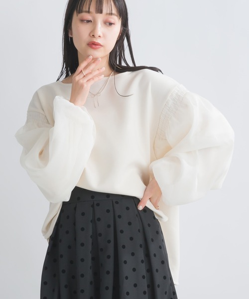 PICCIN(ピッチン)の「【WEB限定】スポンジリバー袖ボリュームプルオーバー(Tシャツ/カットソー・レディース・オフホワイト/ブラック系その他/グレー・M/S/L)」の4枚目の写真