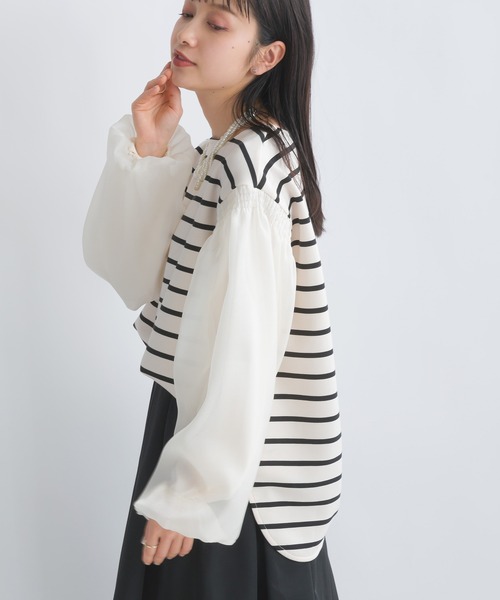 PICCIN(ピッチン)の「【WEB限定】スポンジリバー袖ボリュームプルオーバー(Tシャツ/カットソー・レディース・オフホワイト/ブラック系その他/グレー・M/S/L)」の12枚目の写真