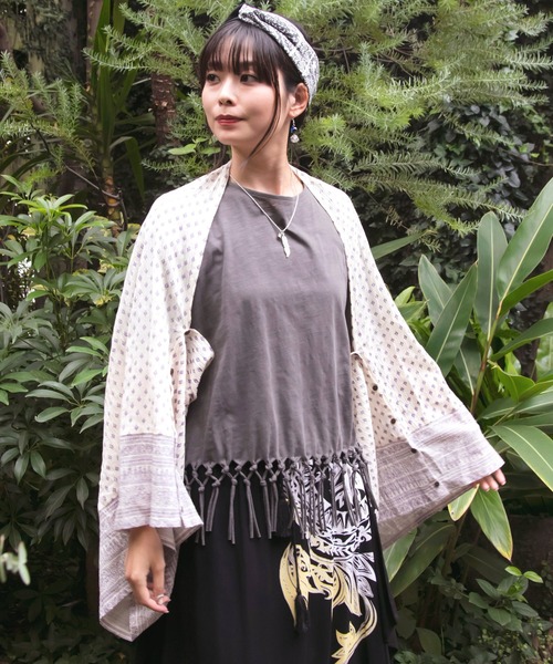 チャイハネ(チャイハネ)の「【チャイハネ】ハクリィWAYストール(ストール/ショール・レディース・グリーン/ピンク/ブラック/ベージュ/オレンジ・FREE)」の2枚目の写真