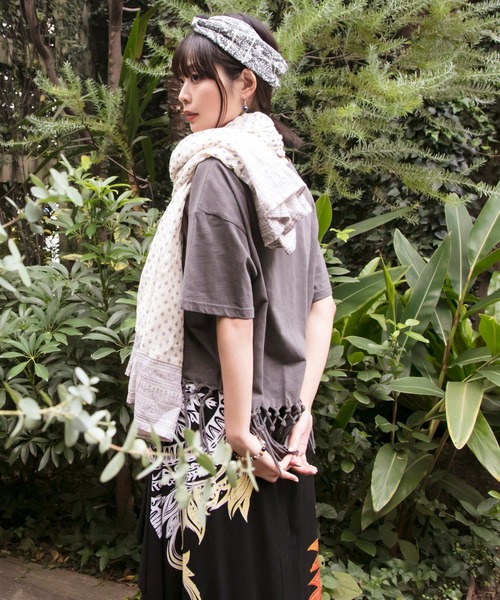 チャイハネ(チャイハネ)の「【チャイハネ】ハクリィWAYストール(ストール/ショール・レディース・グリーン/ピンク/ブラック/ベージュ/オレンジ・FREE)」の12枚目の写真