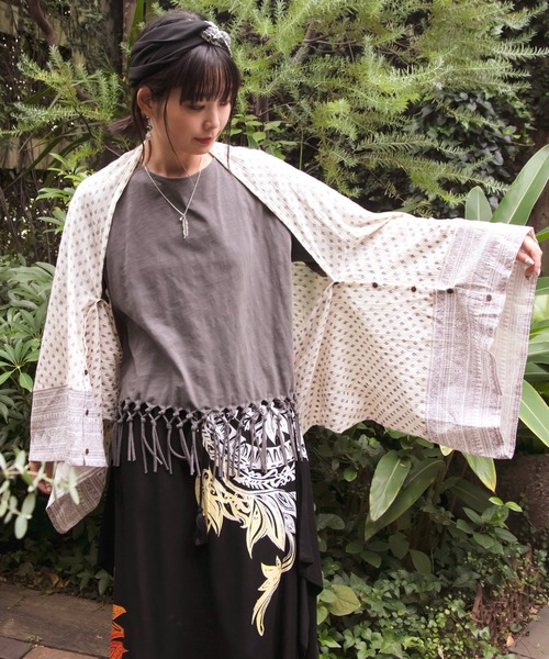 チャイハネ(チャイハネ)の「【チャイハネ】ハクリィWAYストール(ストール/ショール・レディース・グリーン/ピンク/ブラック/ベージュ/オレンジ・FREE)」の13枚目の写真