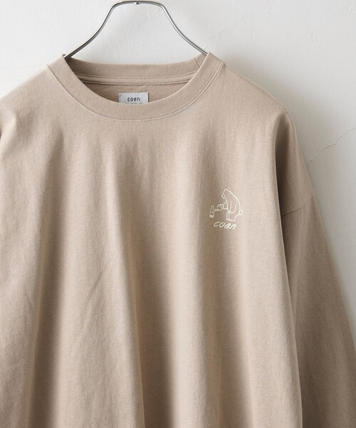 coen（コーエン）の「【WEB限定】Ryo　Kaneyasu×コーエンベアロングスリーブTシャツ（Tシャツ/カットソー・メンズ・ライトブルー/ホワイト/ブラック/ベージュ・S/M/L/XL）」の3枚目の写真